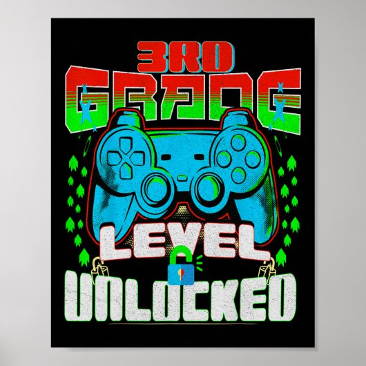 Poster Jeu vidéo déverrouillé de 3e année Retour à l'écol (Devant)