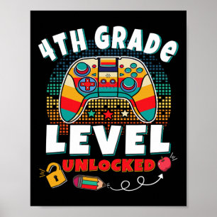 Poster Jeu vidéo déverrouillé de 4e année Retour à l'écol