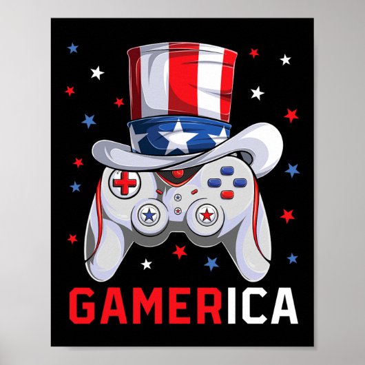 Poster Jeu vidéo du 4 juillet Drapeau américain Oncle Sam (Devant)