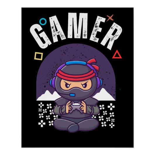 Poster jeu vidéo du contrôleur de joueur rétro (Devant)