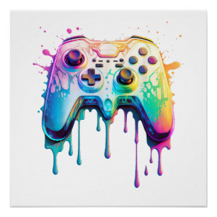 Poster Jeu vidéo graphique du joueur - Jeu vidéo coloré L