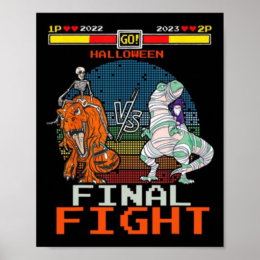 Poster Jeu vidéo Halloween T-rex Skeleton maman - Final (Devant)