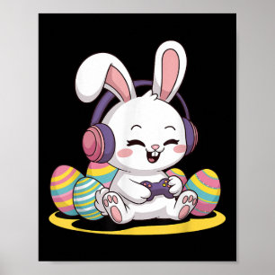Poster Jeu Vidéo Pâques Bunny Contrôleur Jeu Gamer Bo