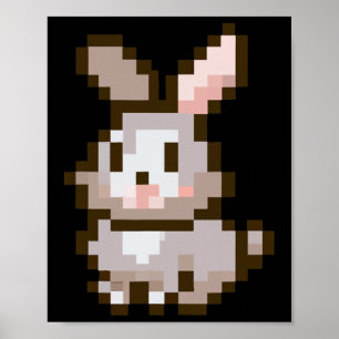 Poster Jeu Vidéo Pâques Pixelé Mignonne Drôle Bunn Pâques