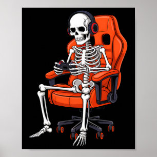 Poster Jeu vidéo squelette Halloween pour hommes garçons