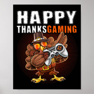 Poster Jeu vidéo Thanksgiving Dabbing Turquie Pilgrim Boy