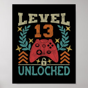 Poster Jeu Vintage 13e anniversaire Cadeau 13 ans Garçon