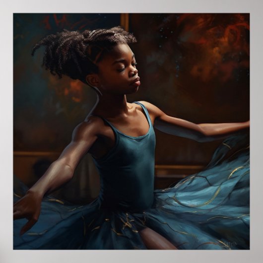 Poster Jeune Ballerina noire en Repose (Devant)