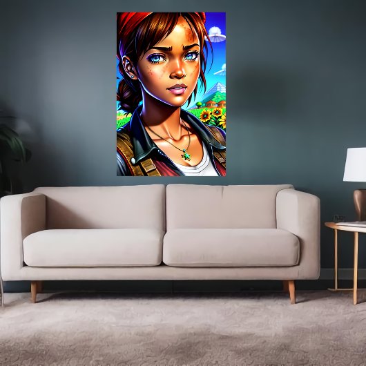 Poster Jeune dame à la ferme | Art AI