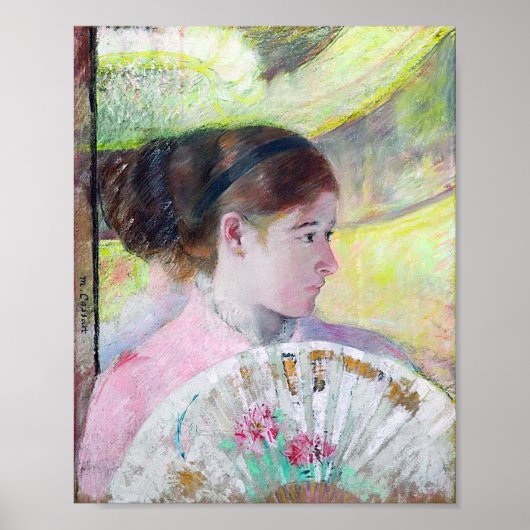 Poster Jeune dame avec un fan japonais, Mary Cassatt (Devant)