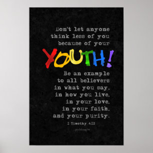 Poster Jeune (Écriture : 1 Timothée 4:12)