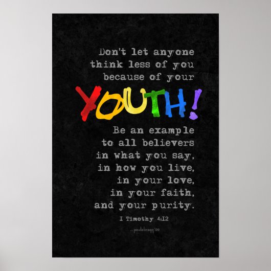 Poster Jeune (Écriture : 1 Timothée 4:12) (Devant)