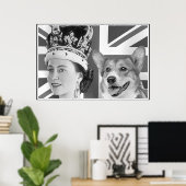 Poster Jeune Elizabeth II et son Corgi (Bureau à domicile)