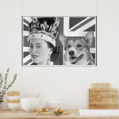 Poster Jeune Elizabeth II et son Corgi (Cuisine)