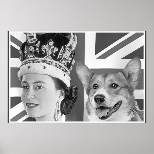 Poster Jeune Elizabeth II et son Corgi (Devant)