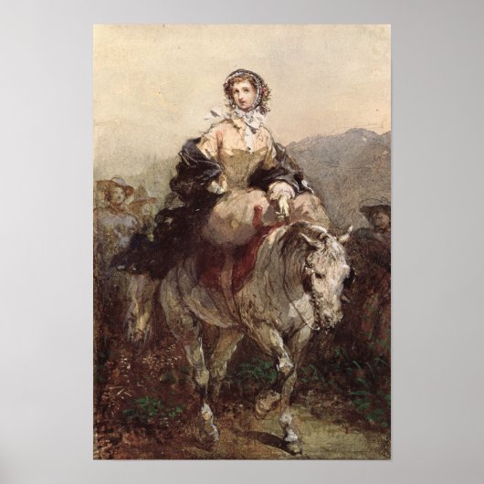 Poster Jeune femme à cheval (Devant)