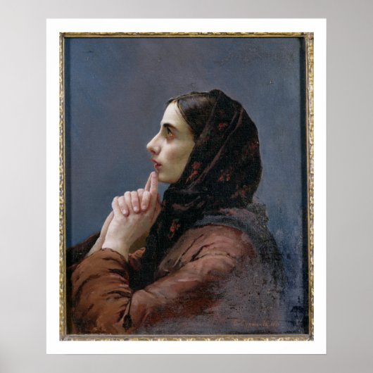 Poster Jeune femme à la prière, 1879 (huile sur toile) (Devant)