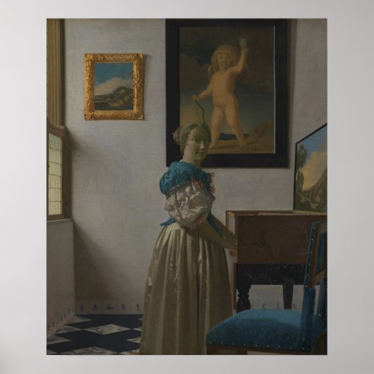 Poster Jeune femme à une virginal — Vermeer (Devant)