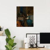 Poster Jeune Femme Assis À Un Virginal (Bureau à domicile)