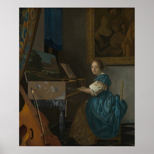 Poster Jeune Femme Assis À Un Virginal (Devant)