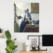 Poster Jeune femme avec un lanceur d'eau par Vermeer (Bureau à domicile)