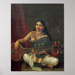 Poster Jeune femme avec un Veena