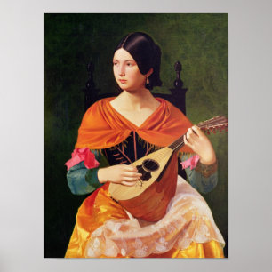 Poster Jeune femme avec une mandoline, 1845-47