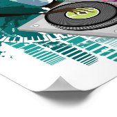 Poster Jeune femme Dj Utiliser le Tourne-disque dans la d (Coin)