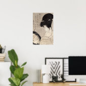 Poster Jeune femme faisant une demande de maquillage, c.1 (Bureau à domicile)