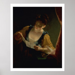 Poster Jeune Femme lisant une Lettre (huile sur toile)