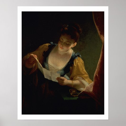 Poster Jeune Femme lisant une Lettre (huile sur toile) (Devant)
