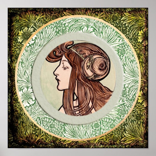 Poster Jeune femme par Alphonse Mucha (Devant)