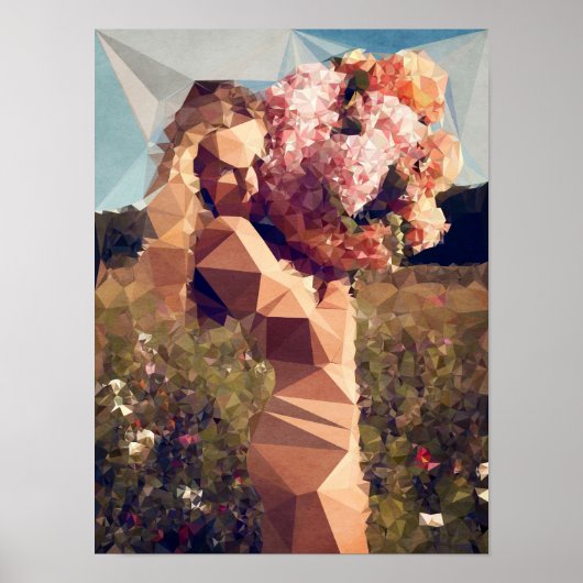 Poster Jeune fille avec Bouquet - par Boris Draschoff (Devant)