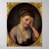 Poster Jeune fille avec un Rose (Devant)