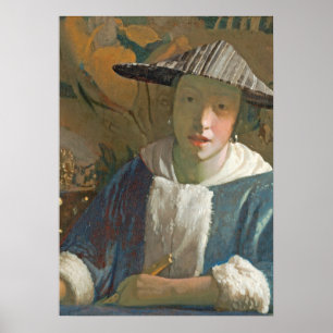 Poster Jeune fille avec une flûte, c.1665-70