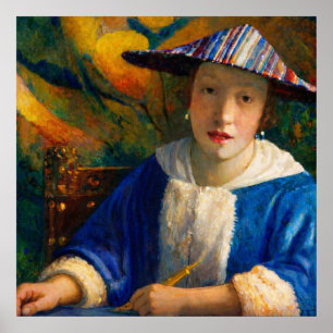 Poster Jeune fille avec une flûte de Johannes Vermeer