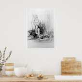 Poster jeune fille lisant un livre (Cuisine)
