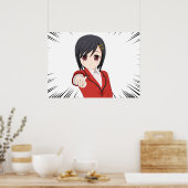 Poster jeune fille manga a courts (Cuisine)