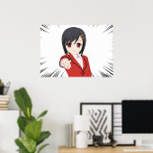 Poster jeune fille manga cheveux court (Thuiskantoor)