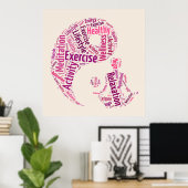 Poster Jeune fille pratiquant le yoga sous le symbole Yin (Bureau à domicile)