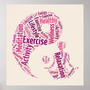 Poster Jeune fille pratiquant le yoga sous le symbole Yin