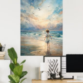 Poster Jeune fille sur la plage (Bureau à domicile)