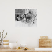 Poster Jeune garçon habillé en cowboy avec jouets (Cuisine)