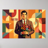 Jeune Homme avec Bouquet Bauhaus Art Personnalisé