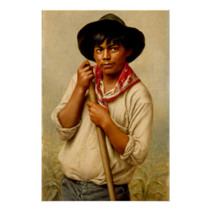 Poster Jeune homme binant du maïs ,Peinture célèbre
