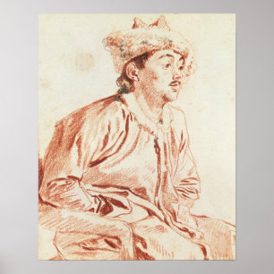 Poster Jeune homme en costume oriental (dessin)