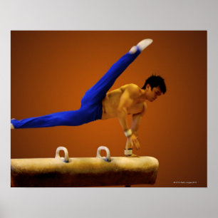 Poster Jeune homme pratiquant la gymnastique sur le pomme