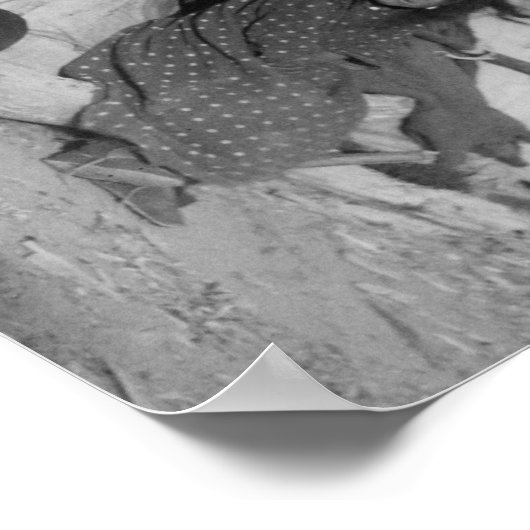 Poster Jeune Indienne Oglala avec chiot devant Tipi (Coin)