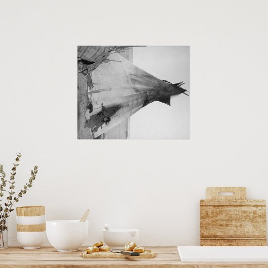 Poster Jeune Indienne Oglala avec chiot devant Tipi (Cuisine)