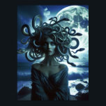Poster Jeune Méduse jolie par la Lune et l'Océan<br><div class="desc">Personnalisez avec n'importe quel texte. Des articles assortis sont disponibles.</div>
